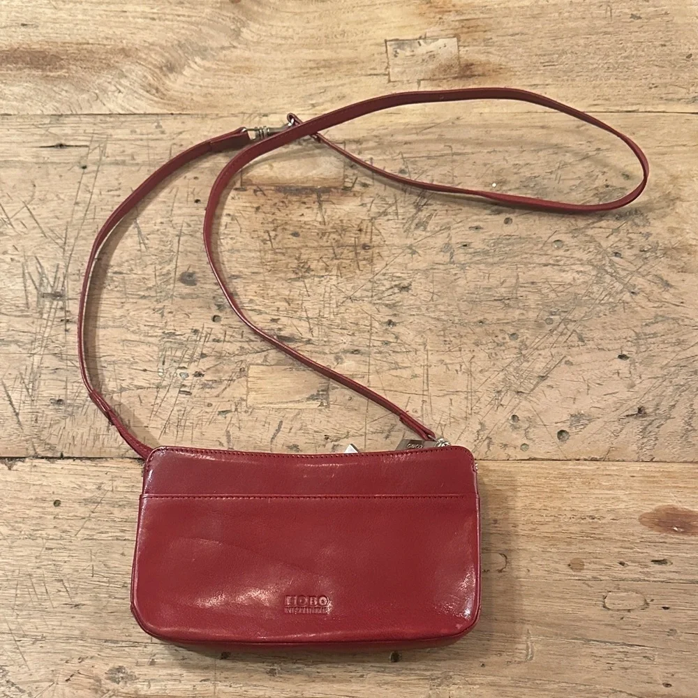 HOBO International Red Leather Crossbody Wallet Organizer Bag